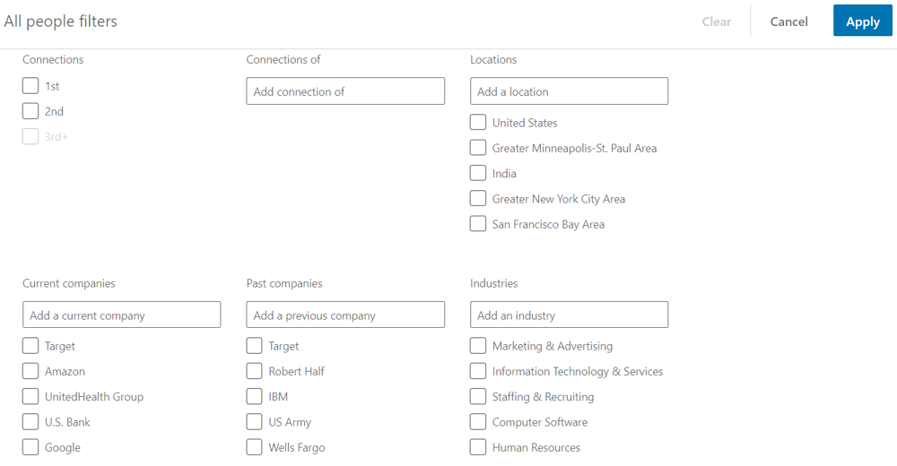 LinkedIn Advanced Filters Capture