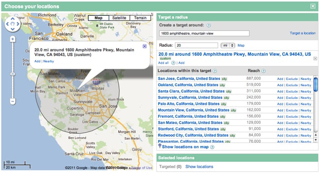 Use radius targeting to reach customers in your direct area