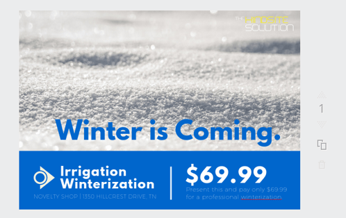 irrigation winterization postcard
